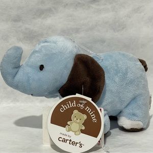 New Carters Plush Elephant Child of Mine Blue Brown Ears Stuffed Animal Lovey